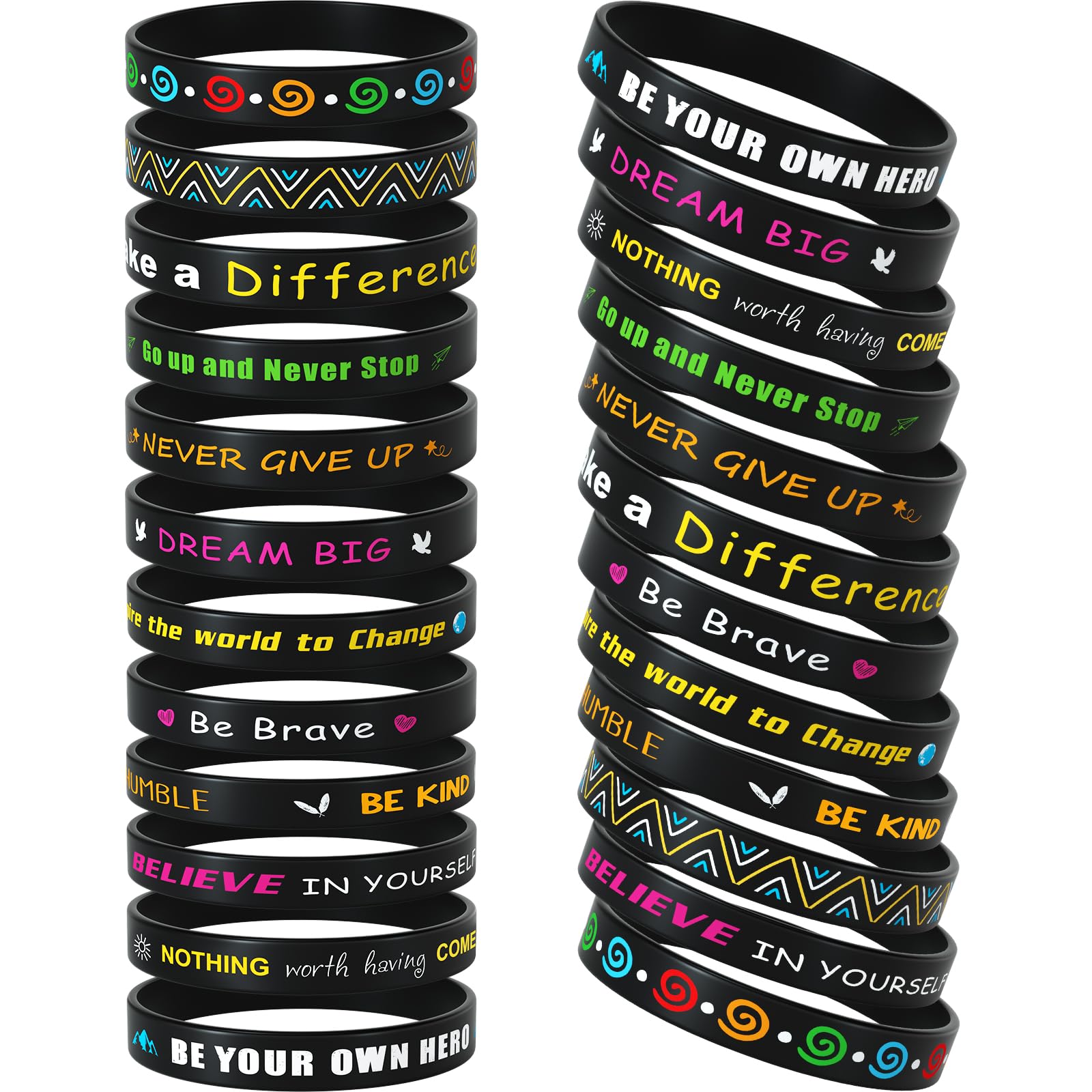 24 Pcs Motivational Bracelets